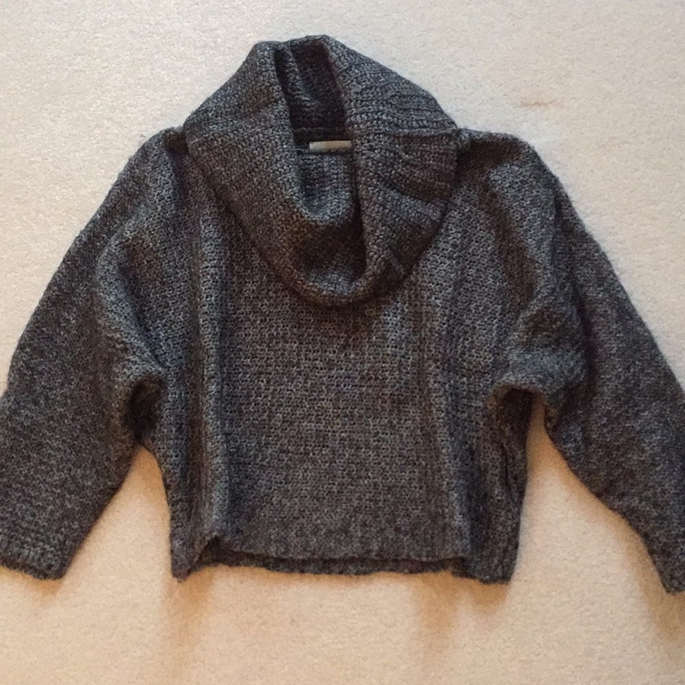 LOFT Chunky Knit Grey Cowl Neck Sweater